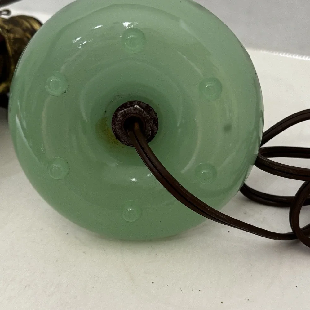 Vintage Antique Jadite Jadeite Table Vanity Boudoir Lamp Light Set Of 2 See Pics